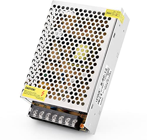 LETOUR 12V60W Netzteil AC95~250V/DC 12V5A Einstellbarer Spannungswandler Universaladapter für Überwachungsgeräte, LED-Lichtleisten, Leuchtschrifttafeln
