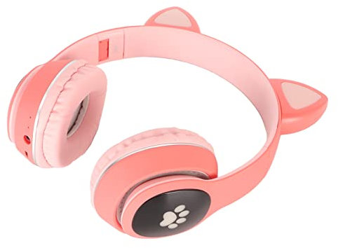 LED Headset, Bluetooth 5.0 Powerful Bass Small Memory Card LINEIN Mode Cat Ear Computer Home Gaming Headset