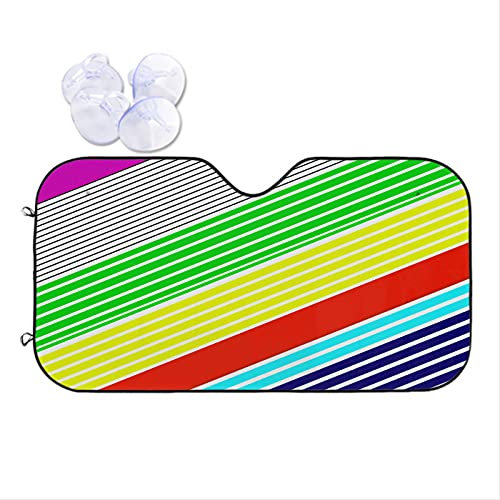 Rainbow Oblique Line, Colorful Diagonal Stripe Asymmetry Irregular Geometric Front Window Sun Visor Protective Case Blocks UV Rays Fits Trucks Cars 51 x 27,5 Zoll