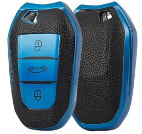 ontto Étui de Protection pour clé de Voiture - Convient pour Peugeot 308 408 508 2008 3008 4008 5008 Citroën C4L C6 C3-XR Picasso DS3 DS4 - en Silicone TPU - Bleu
