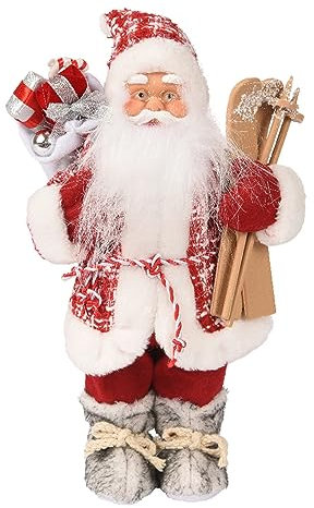 Magie di Natale Weihnachtsmann Figur mit Geschenk-Paketen und Schlitten Dekoration für Innen (groß, rot)