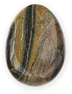 NKlaus Handschmeichler Daumenstein, Schlangenhaut-Jaspis, 5x3,5cm, 1 Stück | Green-Skin-Edelstein; natürliche Zeichnung