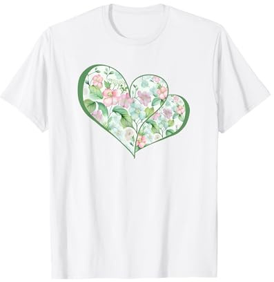 Pastel Rose Vert Fleur Motif Aquarelle Fleurs Florales T-Shirt