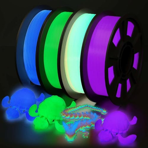 YOUSU Glow in the Dark PLA Filament 1.75mm,leuchtet im Dunkeln,Maßgenauigkeit 99% Wahrscheinlichkeit +/- 0,03 mm,3D Printer Filament for 3D Printers 1 kg (2.2 lbs),4x250g blau grüner lila Regenbogen