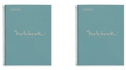 Miquelrius - Notebook Emotions Notizbuch A4, 100% recycelt, 1 Farbstreifen, 80 kariert, 5 mm, 80 g Papier 80 g Mikroperforiert mit 4 Bohrungen für 4 Ringe, Kartonabdeckung, Color (Packung mit 2)