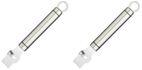 PRO-TOOLS & SOFT GRIP TOOLS KitchenCraft Professional - Zesteur de Citron et d'Agrumes avec Couteau à Cannelle Intégré, Acier Inoxydable, Argent, 21 cm (Lot de 2)