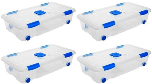 Acan Tradineur – Pack de 4 Cajas de Almacenamiento – Fabricado en plástico – Contenedor para almacenar Juguetes, Libros, Ropa, Mantas – N.º 11 – 41,2 x 73,2 x 17 cm – 30 L