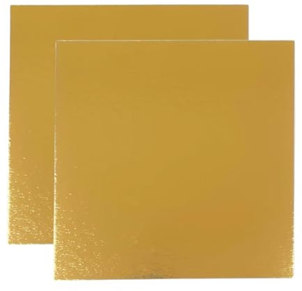 Bases para Tartas Cuadradas 25x25 cm | Pack de 10 Oro | Grosor 1 mm |Soporte Expositor en Cartón para Bizcochos, Pasteles y Dulces | Color Dorado