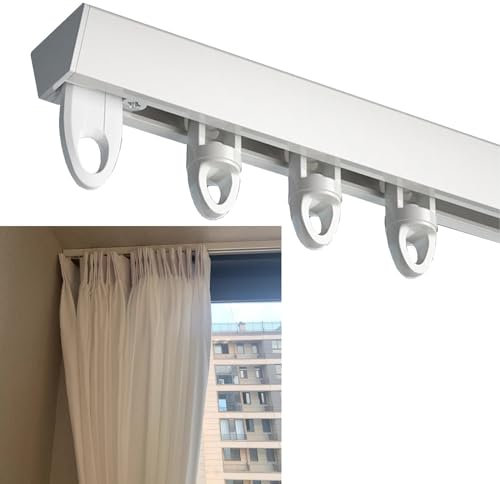 Gardinenschiene Auf Maß Aluminium Vorgebohrt Vorhangschiene Deckenbefestigung für Schiebevorhang, Deckenmontage, Aluminium-Raumteilerstangen, Gerade Vorhangschiene (Color : White, Size : 4m/13.1ft)
