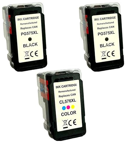 Eurotone PG-575XL CL-576XL 575 XL 576 XL Multipack Patronen kompatibel für Canon 575 576 Patronen für Canon PIXMA TS3550i TS3551i TR4750i TR4751i (2X 575 XL Schwarz, 1x 576 XL Farbe)