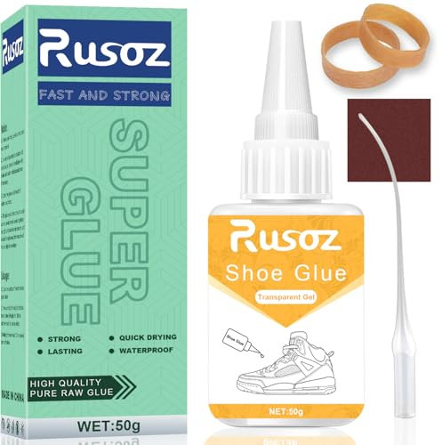 Rusoz Colla Per Scarpe, 50g Mastice Per Scarpe Professionale Trasparente, Colla da Calzolaio Non Indurente per Scarpe da Ginnastica, Scarpe di Pelle, Stivali, Sandali