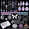 UXORSN 367 Stück Kristall Sonnenfänger Machen Set DIY Suncatcher Bastelset für Erwachsene Silber Schmetterling Sterne Mond Anhänger Kristalle Hängende Prismen für Fenster Hochzeit Garden Decor