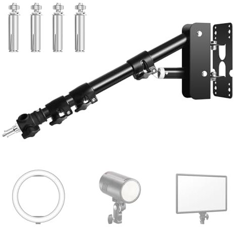 FUDESY Wall Mounting Triangle Boom Arm for Ring Light, Strobe Lighting Softbox Reflector Umbrella Monolight, and Photography Strobe Light, Max Length 39.3 inches/100cm, Support 180 Degree Rotation