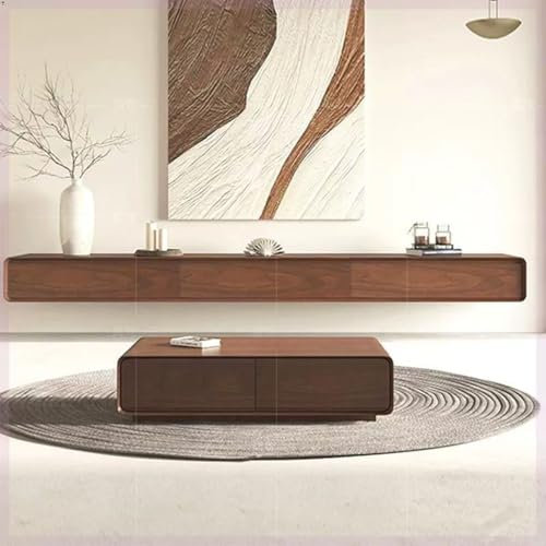 Mueble Flotante para TV De 160 Cm Mueble Flotante con Cuatro Cajones, Madera Maciza Marrón, Centro De Consola De Medios De Entretenimiento Moderno, Soporte para TV De Almacenamiento Gran