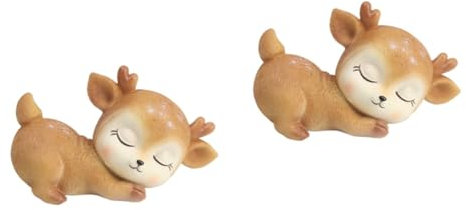ULDIGI 2pcs Realistic Deer Figurines Toys Decor Cake Toppers for Birthday Party Home Decor