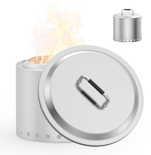 MOASKER Feuerstelle Deckel für Solo Herd Lagerfeuer 49,5 cm Zubehör, Runde Feuerstelle Abdeckung für Solo Herd Deckel Bonfire 2.0, Edelstahldeckel mit Griff für Solo Lagerfeuer & 49,5 cm Feuerstelle