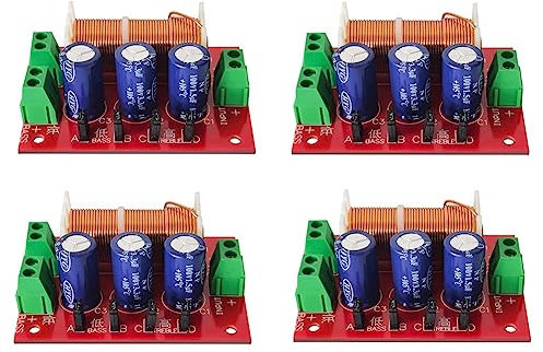 beiyaiey 4 Piece 400W Speaker Crossover 2 Way Audio Adjustment Tweeter Bass Speakers for 2-16Ohm