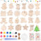 YeahBoom 52 pièces Noël Bricolage Bois, Pendentifs en bois à peindre Noël, DIY décoration de Noël en bois, Bricolage en bois pour enfants, pinceau coloré, pour DIY enfants peinture décoration
