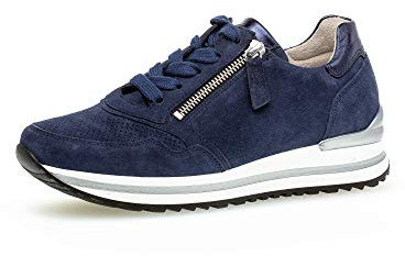 Gabor Damen Low-Top Sneaker, Frauen Halbschuhe,Komfortable Mehrweite (H),schnürschuhe,schnürer,Ugly Sneaker,River/Marine (pf),37 EU / 4 UK