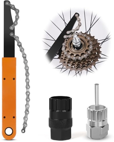 flintronic Fahrrad Kettenpeitsche, Zahnkranzabzieher Schraubkranz Abzieher Kit, Kassetten Abzieher Kit, Ritzelabnehmer Kassettenabzieher, Universal Fahrrad Kassette Entfernungs Werkzeug, Orange Farbe
