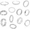 LOCCY 12-16PCS Vintage Silber/Gold Knuckle Ringe Set für Frauen Teen Girls, Boho Snake Stackbare Fingerringe Verstellbarer Böhmisch Stapelbare Gelenkfinger Ringe (Silber Set-12)