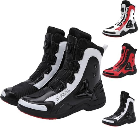 ForceRoute Stivali da Moto,Stivaletti Moto Uomo,Stivali Motocross,Stivali da Moto da Strada,Scarpe Motocross Casual,Stivale Touring Impermeabile,Protezione Caviglia,per Le Corse e Il Turismo