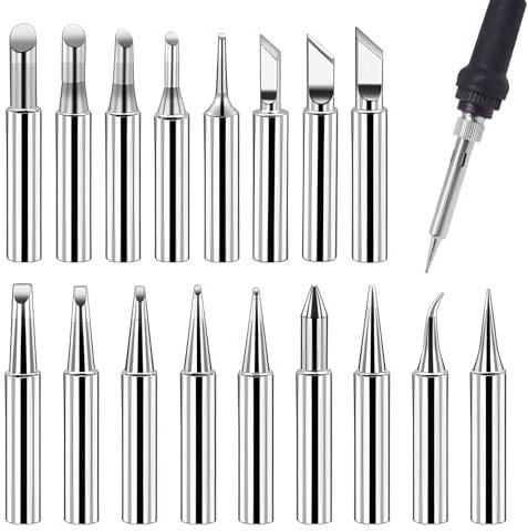 FunWorth 17 Pezzi Punte Saldatore Set Punte Tipo 900M Set Punte, Compatibile con Hakko, Yihua, Atten e altri, Punte Saldatore per Saldature di Precisione, Riparazioni Elettroniche e Progetti fai