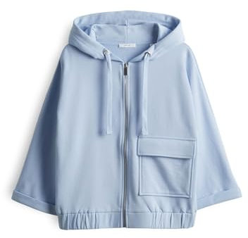 OPUS Damen Sweatjacke | Sweatjacke GUSA Batwing Fit aus Softer Baumwolle Oxford Blue, 36