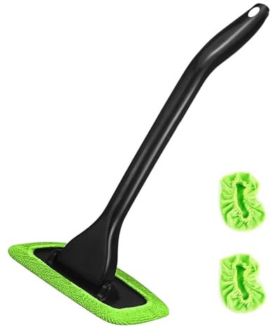 Autowaschbürste Kit, Auto Scheibenreiniger Kit, Fensterwischer mit um 180 Grad drehbarem Reinigungstuch, Autoscheiben Innenreiniger Reinigungswerkzeug für KFZ, Wohnmobil, LKW, Fenster