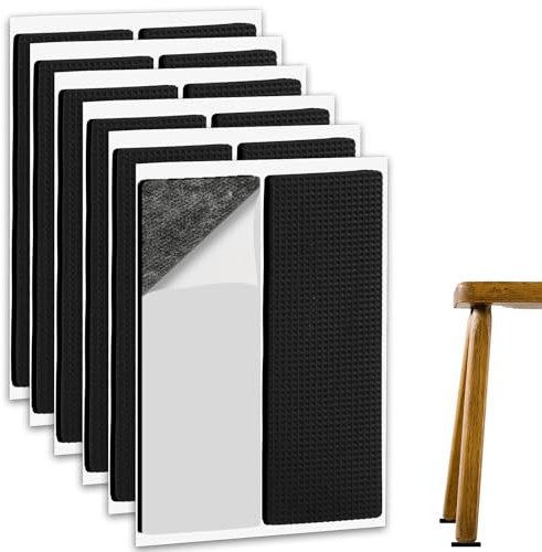 Antirutsch Pads Selbstklebend, 12 Stück Anti Rutsch Pads, 5 mm Dicker Anti-Rutsch-Gummimatte, Quadrat Gummifüße für Stuhlbein Tische Sofas (14 x 5 cm)