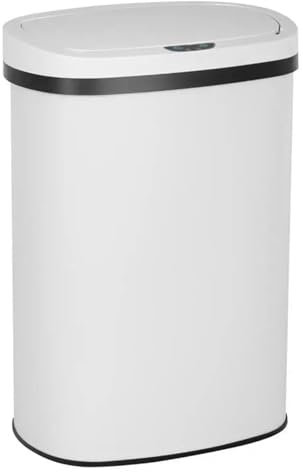 CNYUON Touchless Trash Can Kitchen Household Sensor Garbage Bin, 13 Gallon 50 Liter, Stainless Steel, Waterproof, Suitable For Home And Office Use Touchless Trash Can(White)
