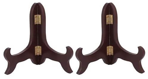 Ipetboom Supports D’Assiettes Pliables en Bois Marron, Lot de 2 | Assiette, Cadre ou Panneau, Surface Lisse, Maintien Stable, Usage Intérieur en Foires et Mariages