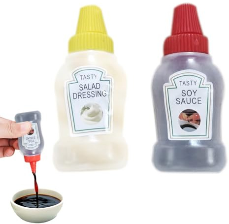 Générique Petits récipients à sauce avec couvercles, mini bouteilles à condiments,Ensemble de bouteilles à presser de voyage pour boîte à lunch - Mini de sauce piquante portables et polyvalentes pour