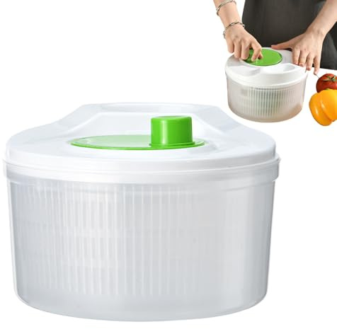 Dayysiuy Centrifuga Pulitore Frutta con Ciotola - Cesto Lavaggio Verdure | Contenitore Doppio Strato per Lavaggio e Sgocciolatura in Cucina Casa Frutti di Bosco Uva Pomodori Verdure Appartamento