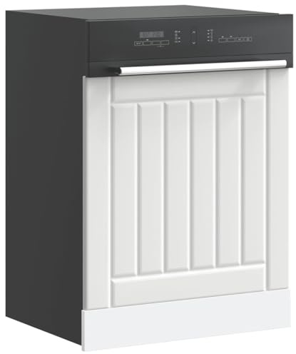 QJBSAVVA Dishwasher Panel Lucca White Engineered Wood 60 x 1.5 x 67 cm Slim Kitchen Cupboard Front for Integrated Appliance Cover Protector for Modern Kitchen Cabinets