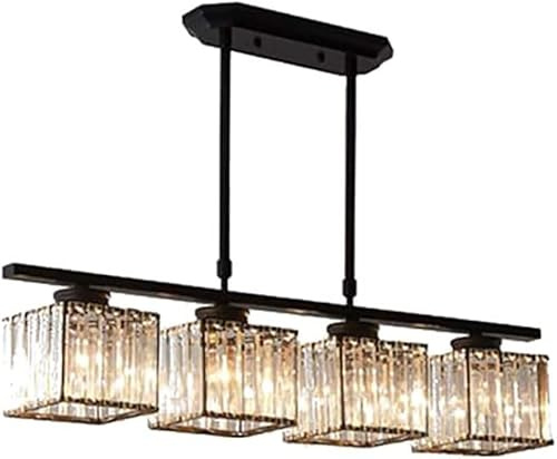 IONAZQTWW Luxuriöser moderner Kristall-Kronleuchter, Lange Deckenleuchte in Gold und Schwarz für Esszimmer, Wohnzimmer und Bar, Elegante rechteckige Hängelampe