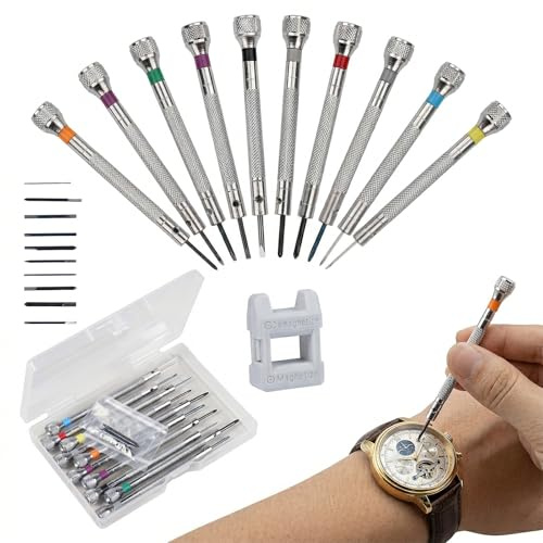 10 Pezzi Set Cacciaviti Precisione Orologiaio, Gioielli e Parti di Tele | 0.6 - 2.0 mm Cacciavite di Precisione per Occhiali Orologio,Kit Riparazione Orologi per Riparazioni di Precisione di Occhiali