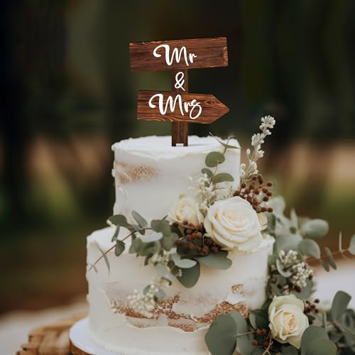 Party to Be Rustikale Mr&Mrs Cake Topper Hochzeit Hochzeitstorte Deko in Holz