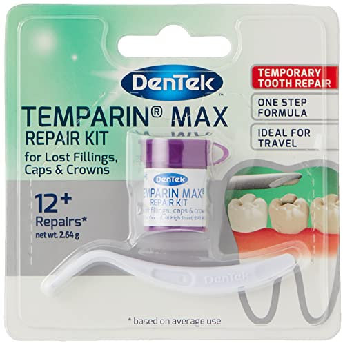 DenTek Temparin Max Zahnreparaturset für verlorene Füllungen, Kappen und Kronen, 2.64 g