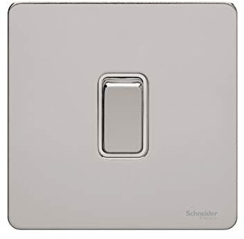Schneider Electric - Interruttore singolo bipolare senza viti cromato, colore: Bianco