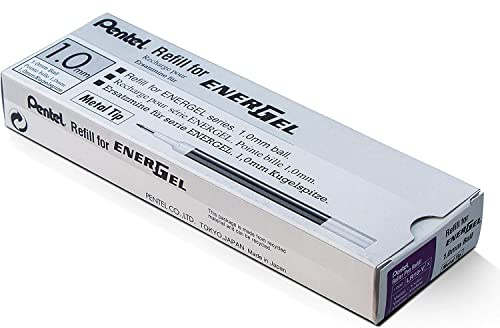 Pentel LR10-V EnerGel Nachfüllmine, 1,0 mm Kugeldurchmesser = 0,5 mm Strichstärke, 12 Stück, violett