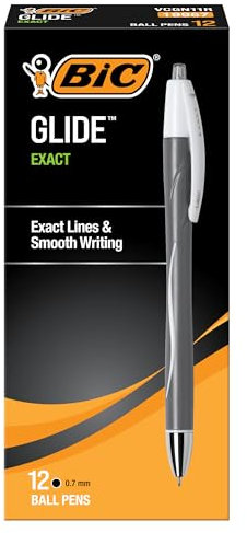BIC Atlantis Exact Druckkugelschreiber, feine Spitze (0,7 mm), Schwarz, 12 Stück