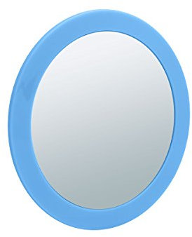 Sanwood Nelly Kosmetikspiegel 5-Fach Vergrößerung Aufsatzspiegel mit Saunäpfen und farbigem Rand, Acryl, Aqua, 15.7 x 15.7 x 2.5 cm