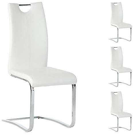 IDIMEX Esszimmerstuhl Schwingstuhl SABA, Set mit 4 Stühlen, Chrom/weiß