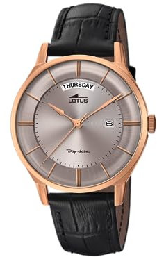 Lotus Watches Herren Datum klassisch Quarz Uhr mit Leder Armband 18422/1