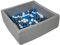 Velinda Piscine a balles pour Enfant, Dimensions: 90x90 cm, Aire de Jeu + 150 balles (Couleurs des balles: Blanc, Bleu, Gris)