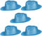 5er Set coole Cowboy Hüte Sheriff Fasching Masken Perücke Disco Zylinder Maske Texas Glitzer Einfach - Türkis