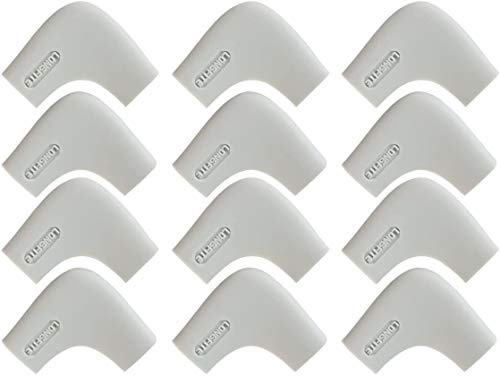 LONGFITE Baby Safety Corner Protectors 12 Pack, Right Angle, Strong Adhesive Pre-taped, Food Grade Silicone Table Corner Guards for Kids (Grey)