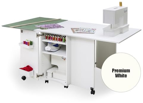 Comfort 9 | Nähmaschinenschrank | Nähmöbel | Nähtisch | Aufbewahrungsschrank | (Premium White)