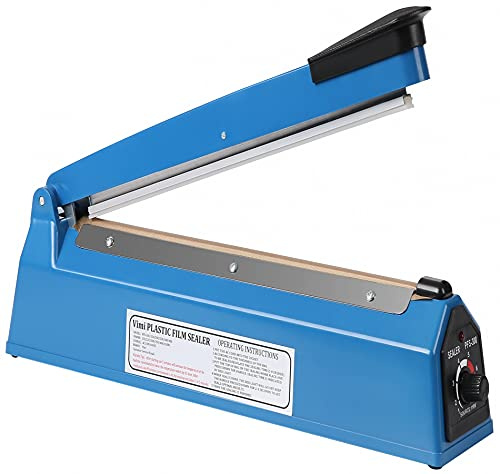 VIMI Impulse Heat Sealer Manual 12 Inch Sealer Machine for Plastic Bags PE PP Blue Copper Cloth